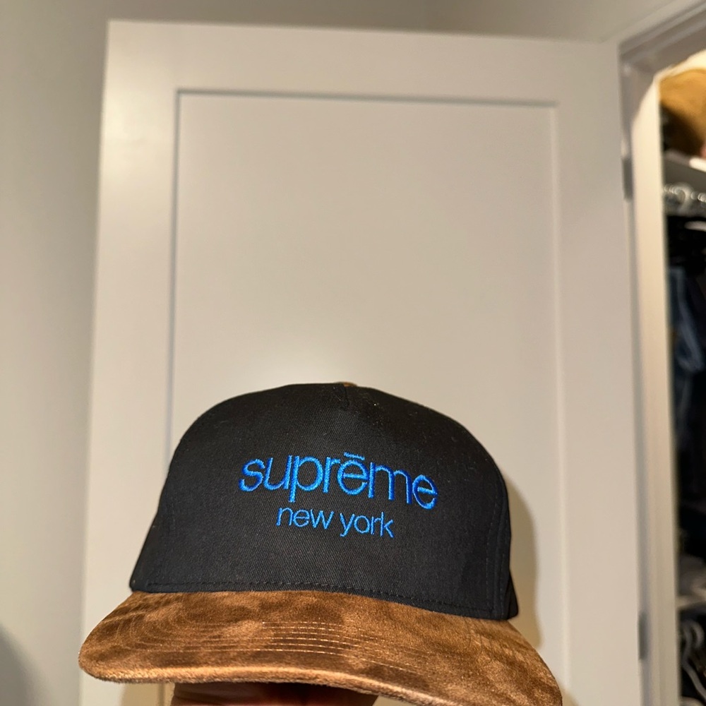 Supreme Black and Brown Cap with Blue Logo